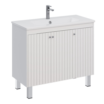 Тумба Lemark ROMANCE 100см под 1 раковину, подвесная/напольная, 3-х дверная, цвет корпуса, фасада: Белый глянец