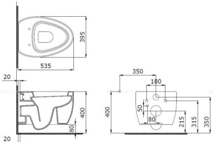 Унитаз подвесной Etna, 535*395, матовый черный, 1116-004-0129, шт