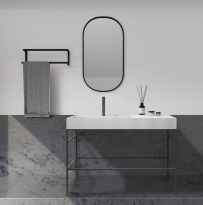 Консоль с раковиной ABBER Stein AS2647 напольная, белая матовая Консоль с раковиной ABBER Stein AS2647 напольная, белая матовая