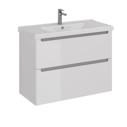 Тумба Lemark BUNO 100см под 1 раковину, подвесная/напольная, 2 ящика, цвет корпуса, фасада: Белый глянец