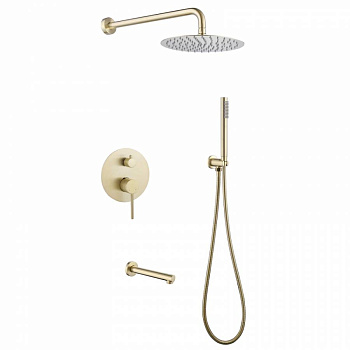 Душевая система ABBER Emotion AF8817G скрытого монтажа с изливом, золото матовое