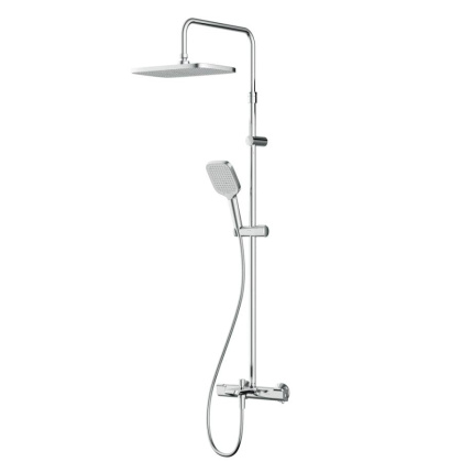 F078F500 Func, душ. система: Смеситель д/ванны/душа с ТМС, душ.штанга, верхн. душ квадр., ручн.душ, Хром