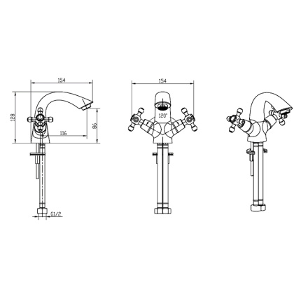 Смеситель для умывальника, Camelia золото_Комплект