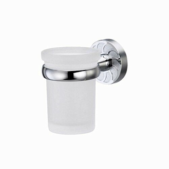 Подстаканник одинарный Isen, 7х10х10,7 см, хром и белый, K-4028