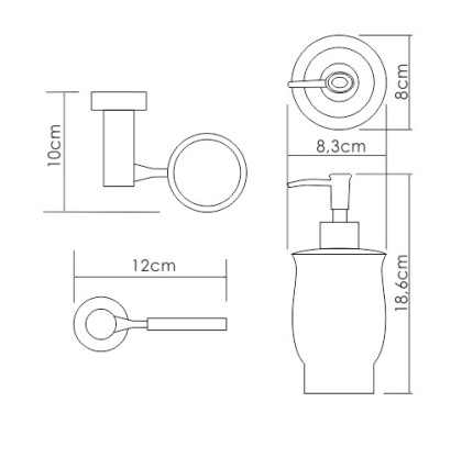 Дозатор для жидкого мыла, 12х18,6х10 см, хром и белый, K-24299