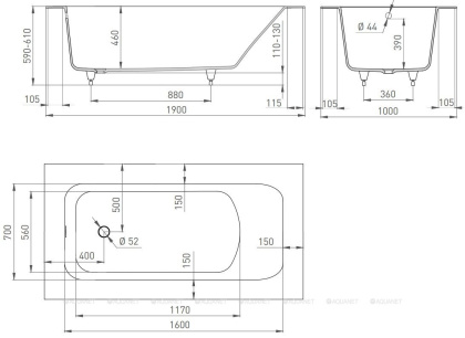 Ванна из искусственного камня ORLANDO VASTA 190,102014G