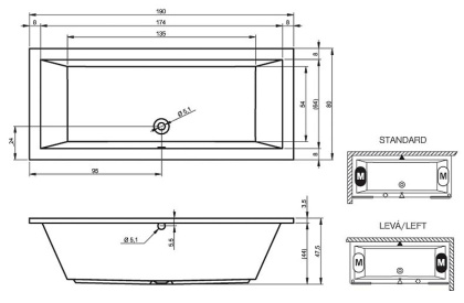 Акриловая ванна RIHO LUSSO 190-80
