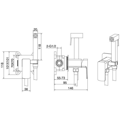 Смеситель с гигиеническим душем Allen Brau Infinity 5.21005-00 (с внутренней частью) хром