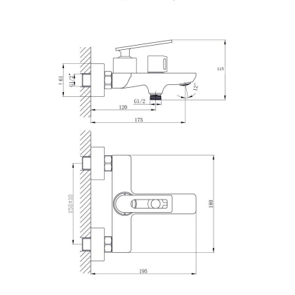 Смеситель для ванны с коротким изливом RUSH Palm (PL2530-44)