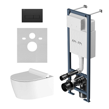 IS110338.DX77C1700 Инсталляция ErgoFit с клавишей M черн мат с подвесным унитазом Jupiter без ободка с сид м