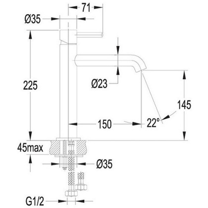 Смеситель для умывальника OMNIRES Y Y1212CCR "комфорт" (хром)