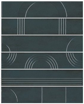 Панно Мажорель зелёный тёмный глянцевый (из 6 частей 6х28,5) 36x28,5x1