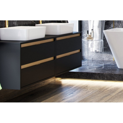 Тумба под накладную раковину EXCELLENT Tuto 80 см (черный матовый/дуб), 2 ящика