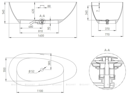 Ванна из искусственного камня PAOLA BASSA 160,101611SM