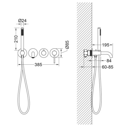 Смеситель TIMO Saona 2314/18YSM для ванны скрытого монтажа, черное золото