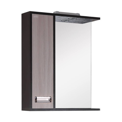 Шкаф-зеркало Onika Гамма 58 ясень шимо/венге, левый, с подсветкой