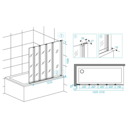 Шторка на ванну RGW Screens SC-21 120x150 профиль Хром стекло прозрачное