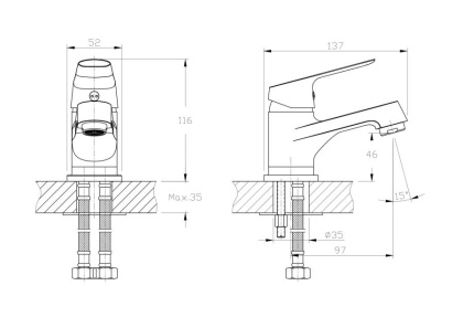 Смеситель для умывальника RUSH Yell (YE5735-11) Смеситель для умывальника RUSH Yell (YE5735-11)