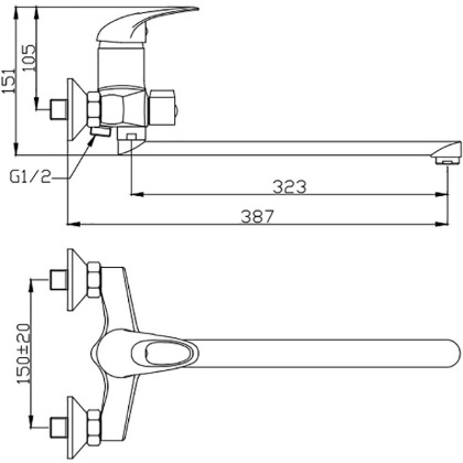 Смеситель для ванны/душа Agger Move A0621100 с душевым набором