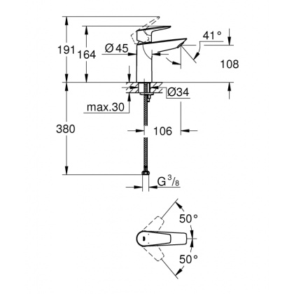 Смеситель Grohe BauEdge для раковины 23904001 хром Смеситель Grohe BauEdge для раковины 23904001 хром