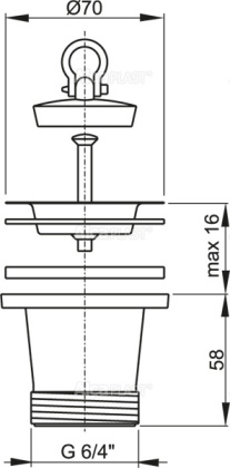 Донный клапан сифона для мойки удлиненный 6/4" с нержавеющей peшeткой DN70 Донный клапан сифона для мойки удлиненный 6/4" с нержавеющей peшeткой DN70