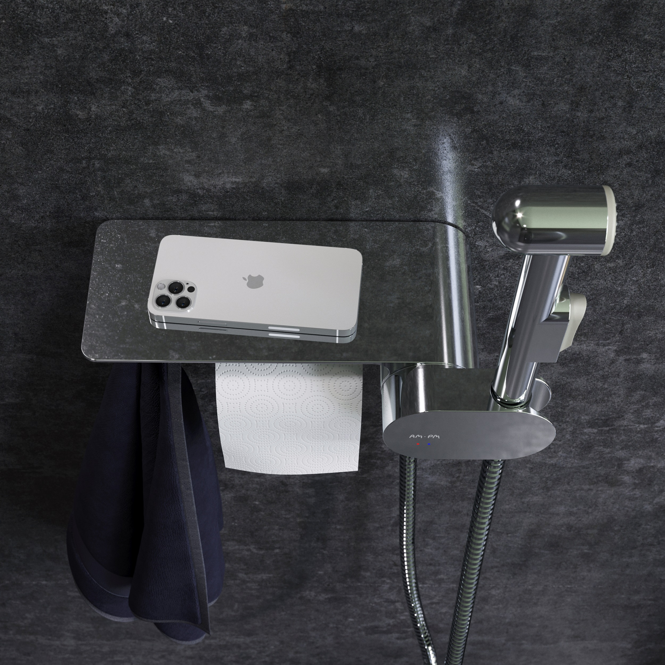 Смеситель, монтируемый в стену с гигиеническим душем и полкой F0202600 Like Смеситель, монтируемый в стену с гигиеническим душем и полкой F0202600 Like