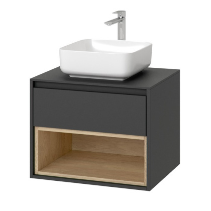 Тумба под накладную раковину EXCELLENT Tuto 60 см (серый/дуб), 1 ящик Тумба под накладную раковину EXCELLENT Tuto 60 см (серый/дуб), 1 ящик
