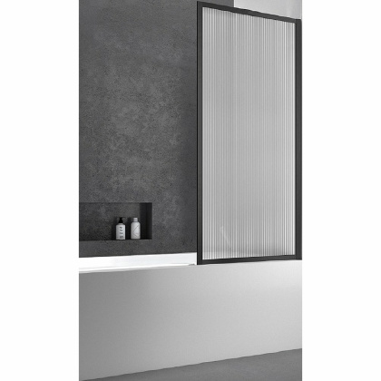 Душевая шторка на ванну VSB-41700FLB, 700*1400, черный, стекло рифленое