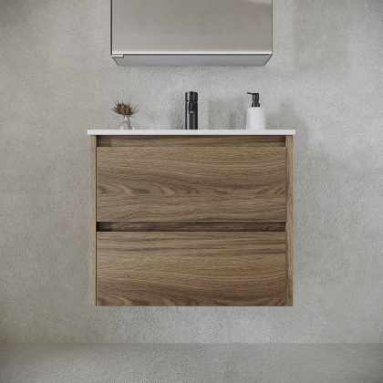 Тумба подвесная SANCOS Urban 590х450х550, c двумя ящиками оснащенными доводчиками, дуб галифакс натуральный , арт. UR60EG