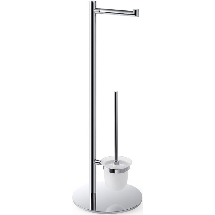 Стойка с держателем туалетной бумаги и ёршик, щётка белая