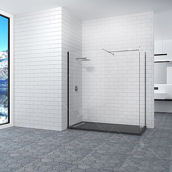 Душевая перегородка RGW Walk In WA-20B 120x90 профиль Черный стекло прозрачное