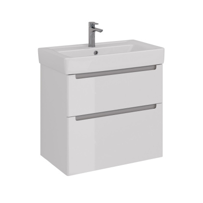 Тумба Lemark BUNO 80см под 1 раковину, подвесная/напольная, 2 ящика, цвет корпуса, фасада: Белый глянец