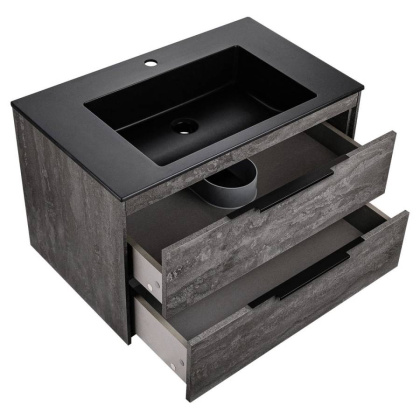 База под раковину Chiara 2D 800 подвесная, 2 выкатных ящика soft-close, G.Stone