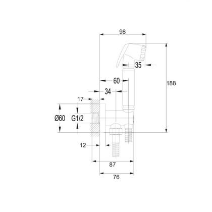 Точечный душевой гарнитур скрытого монтажа для биде OMNIRES BIDETTA-PPCR (хром)
