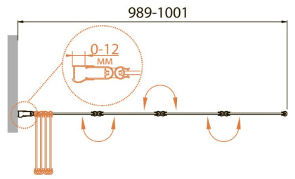 Шторка на ванну RELAX-V-4-90/140-P-Bi-R Условные размеры, мм:900х1400 Габариты с диапазоном регулировок, мм:(889-901)х1400 