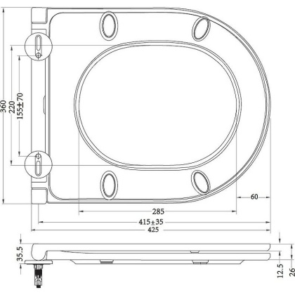 Сиденье дюропласт, soft close, металлическое крепление, BB8001SC Сиденье дюропласт, soft close, металлическое крепление, BB8001SC