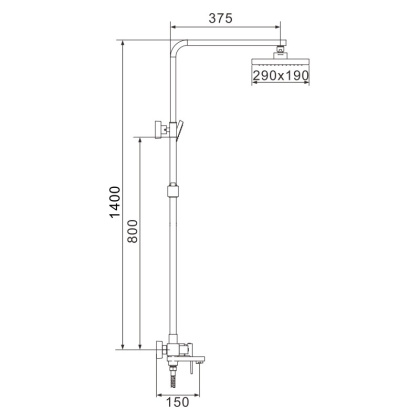 Душевая система латунь черный R2836H