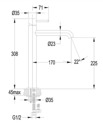 Смеситель для умывальника высокий OMNIRES Y Y1212NI (никель)