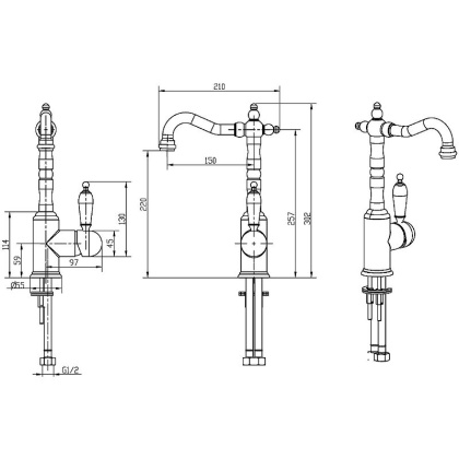 Смеситель для умывальника, высокий _Комплект Смеситель для умывальника, высокий _Комплект