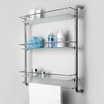 Полка стеклянная тройная, 51х63,6х16 см, хром, K-2033