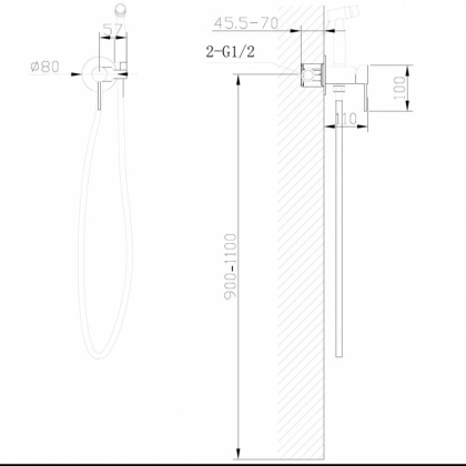 Смеситель ABBER Wasser Kreis AF8125B с гигиеническим душем, черный матовый