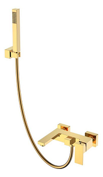 Смеситель для ванны с душем Qubic Shinny Gold
