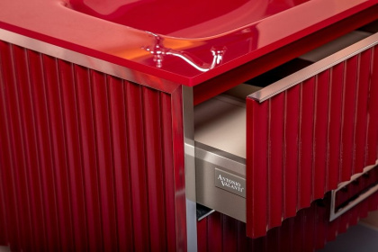 Тумба MONACO 100см h84см бордо глянец + хром под раковину моноблок 866-100-RCR Boheme