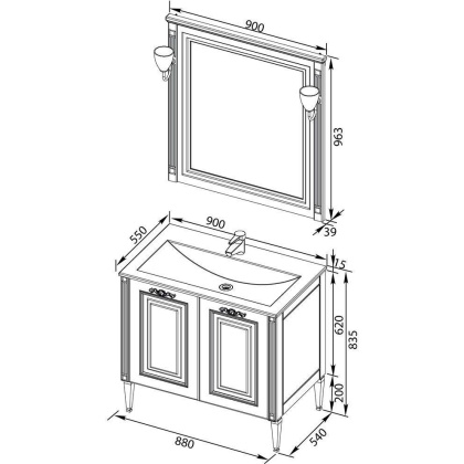 Мебель для ванной Aquanet Паола 90 белый/серебро (литьевой мрамор) Мебель для ванной Aquanet Паола 90 белый/серебро (литьевой мрамор)