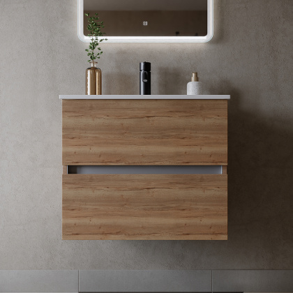 Тумба подвесная SANCOS Urban 790х450х550, c двумя ящиками оснащенными доводчиками, дуб галифакс натуральный , арт. UR80EG