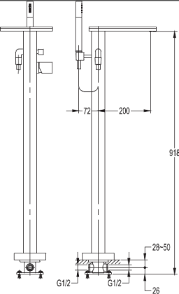 CASCADO-F-VDP-01 Напольный смеситель для ванны с ручным душем
