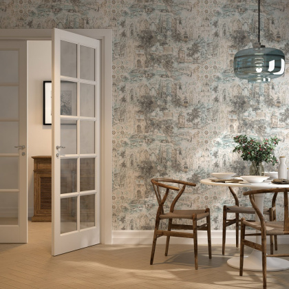 Обои виниловые Впечатление мотив, голубой Обои виниловые Впечатление мотив, голубой