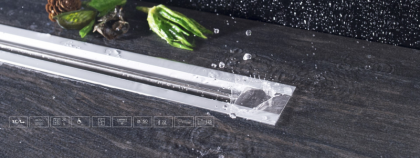 13100034 Линейный трап 750 мм CONFLUO PREMIUM SLIM LINE, ультратонкая модель с дизайн-вставкой Slim Исполнение: Матовый хром 