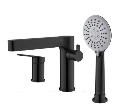 DELTA Смеситель на борт ванны с ручным выдвижным душем, чёрный матовый, DEL-BVD3-NERO DELTA Смеситель на борт ванны с ручным выдвижным душем, чёрный матовый, DEL-BVD3-NERO