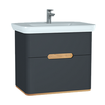 Шкаф  Sento с раковиной, с 2 ящиками, 80 см, с LED подсветкой, цвет матовый антрацит ( ножки 61069 заказываются отдельно ) Шкаф  Sento с раковиной, с 2 ящиками, 80 см, с LED подсветкой, цвет матовый антрацит ( ножки 61069 заказываются отдельно )